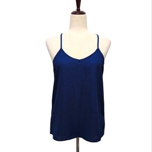Paper Crane Cami Tank Top Racer back V-Neck Size Small Navy Blue